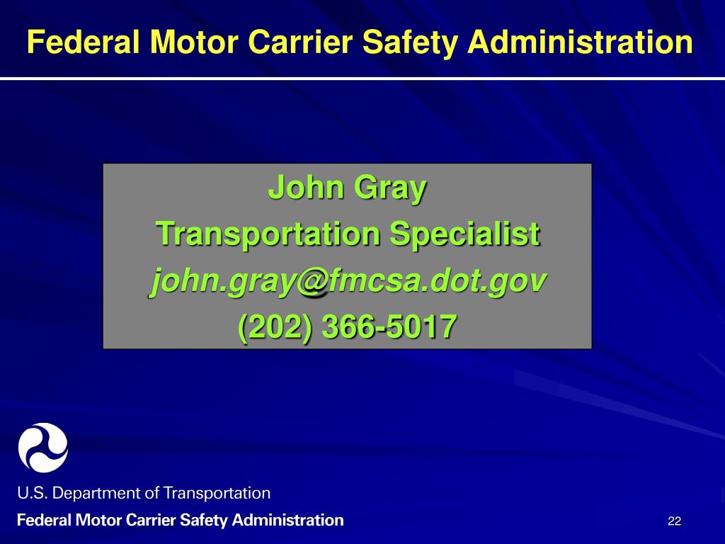 PPT USDOT Federal Motor Carrier Safety Administration Program