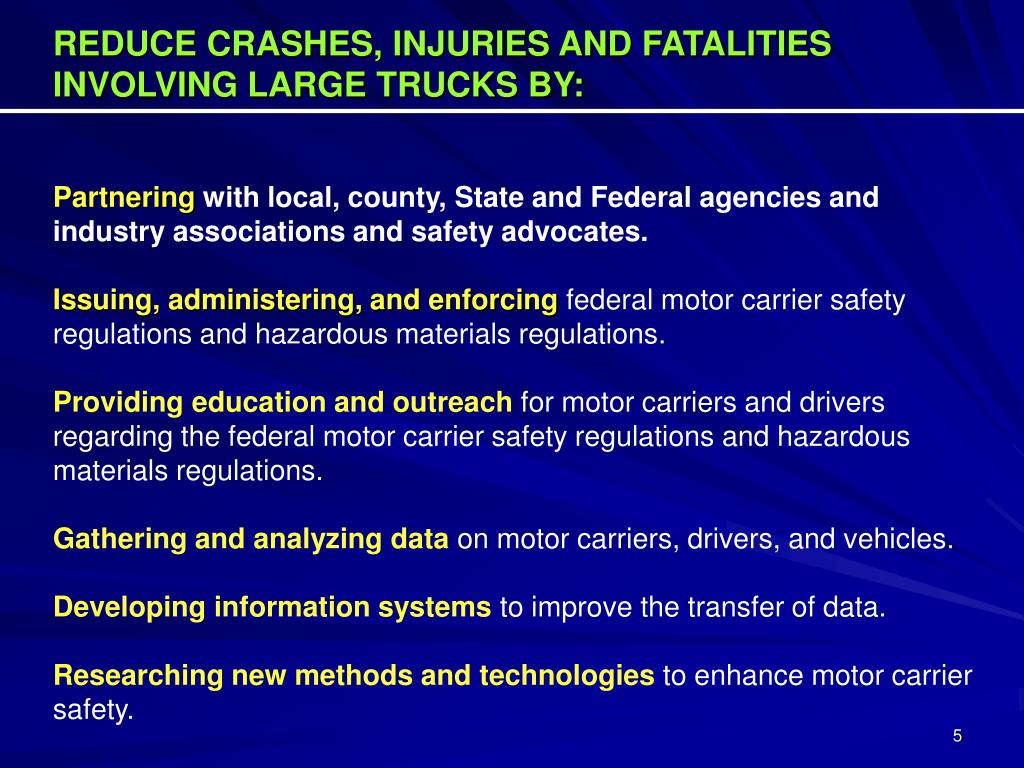 PPT USDOT Federal Motor Carrier Safety Administration Program