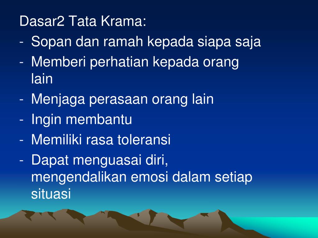 PPT Tata Krama Pergaulan PowerPoint Presentation, free download ID