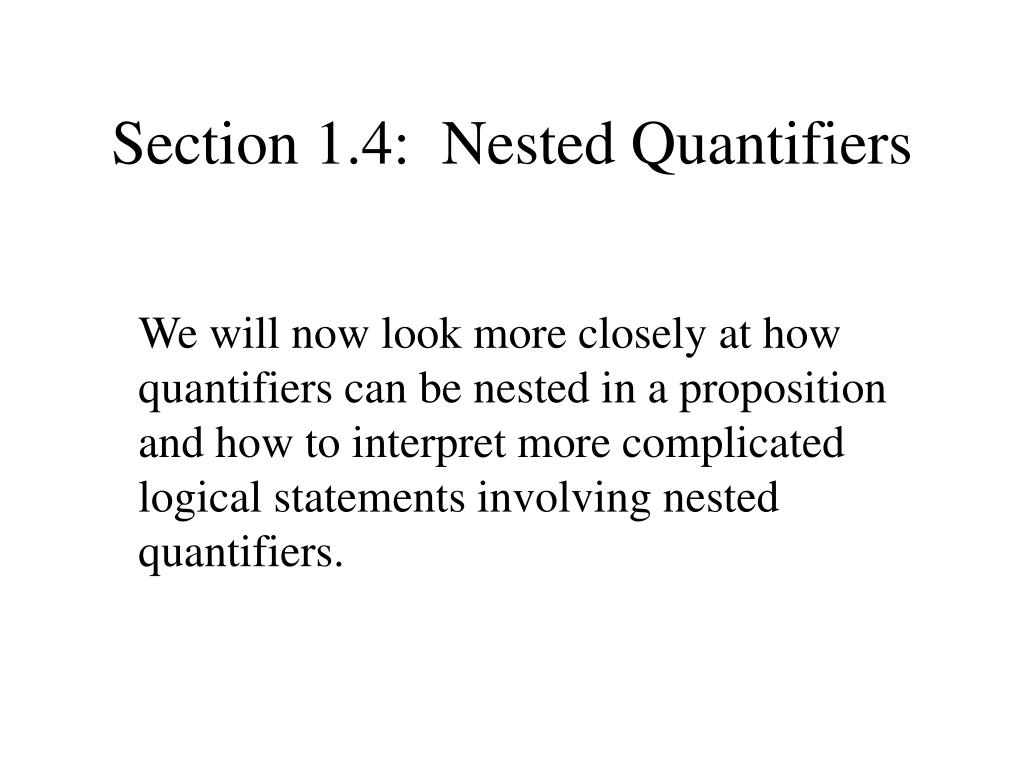 PPT Section 1.4 Nested Quantifiers PowerPoint Presentation, free