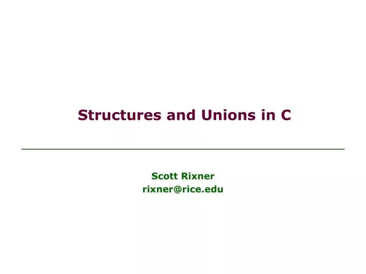 PPT Structures and Unions in C PowerPoint Presentation, free download