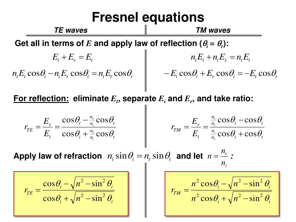 PPT Chapter 23 Fresnel equations PowerPoint Presentation, free