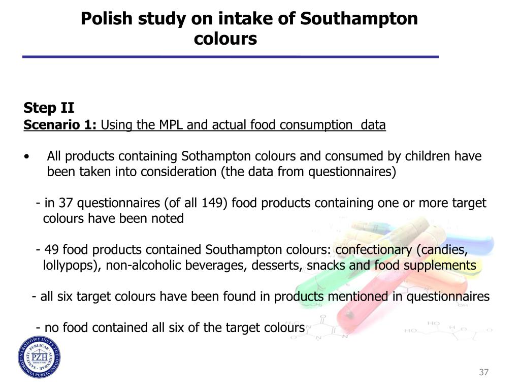 PPT „ Exposure assesment of children to Southampton colours