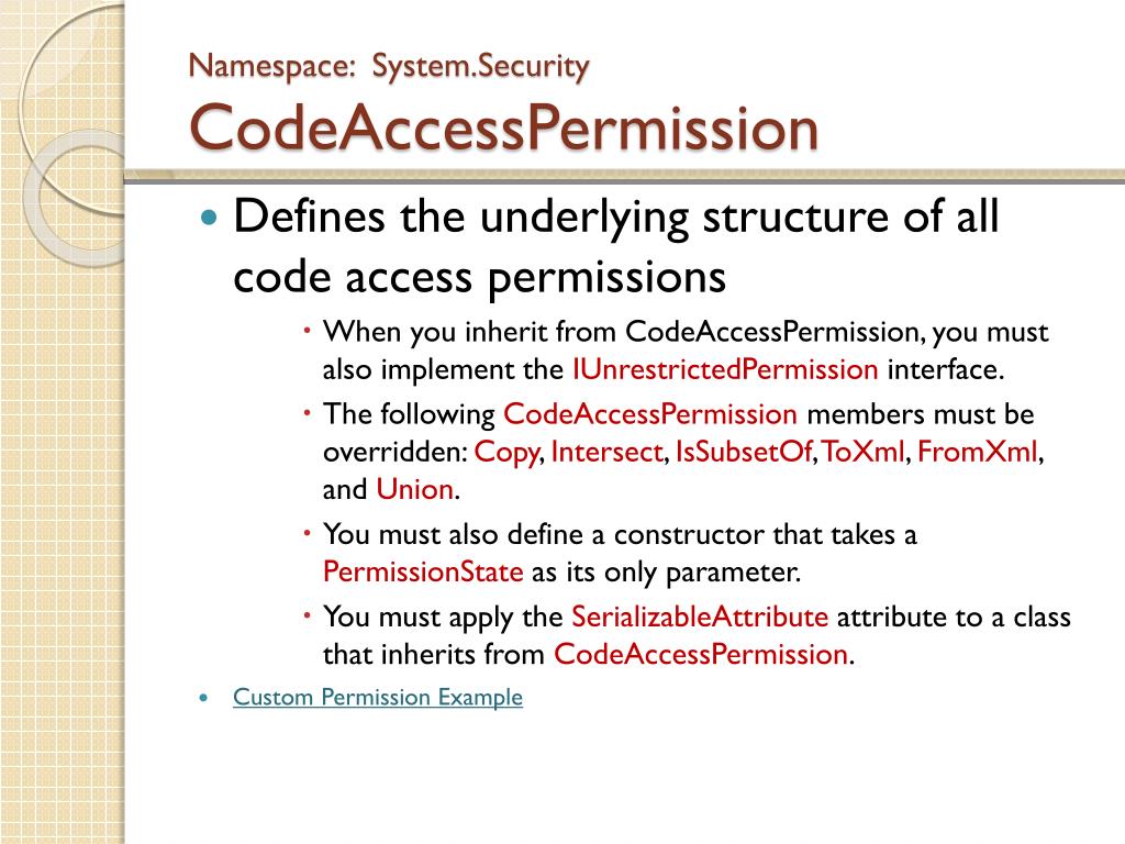 PPT System.Security.Permissions namespace PowerPoint Presentation, free download ID5514329