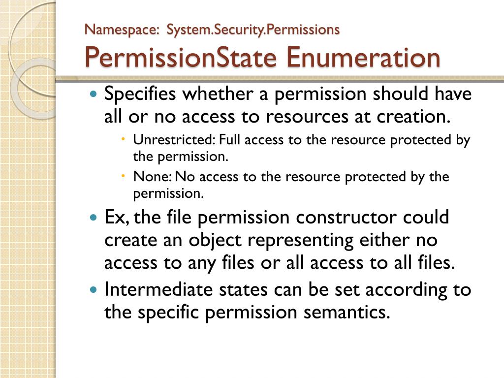 PPT System.Security.Permissions namespace PowerPoint Presentation, free download ID5514329