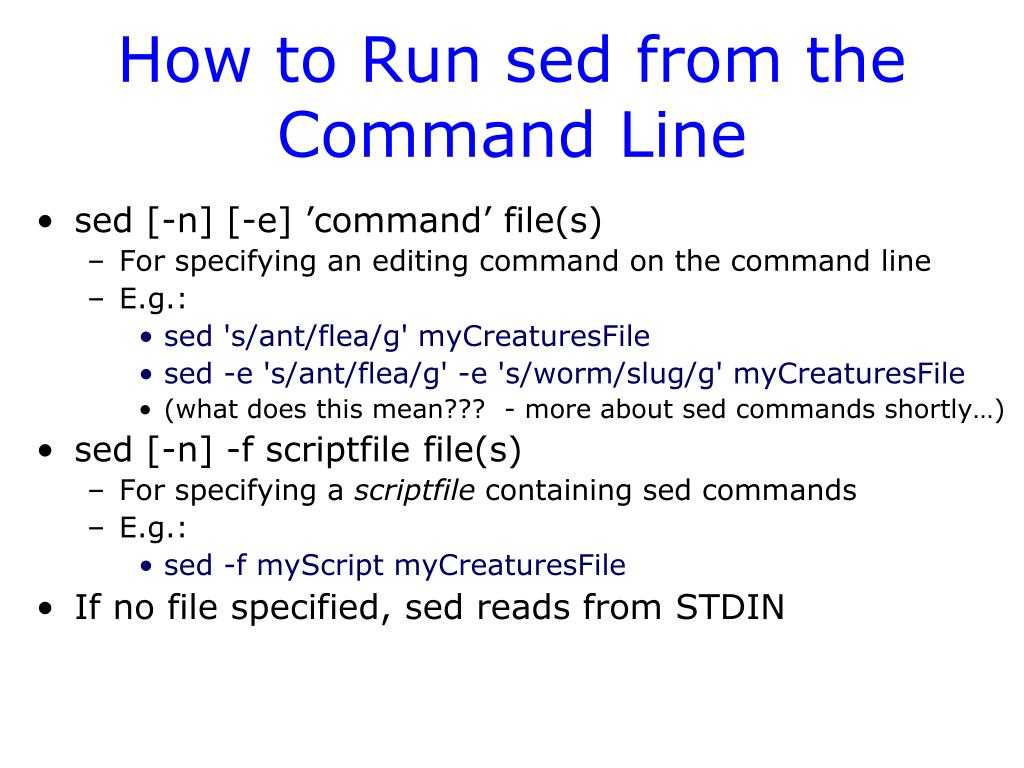 PPT 9 The sed Editor PowerPoint Presentation, free download ID5519946