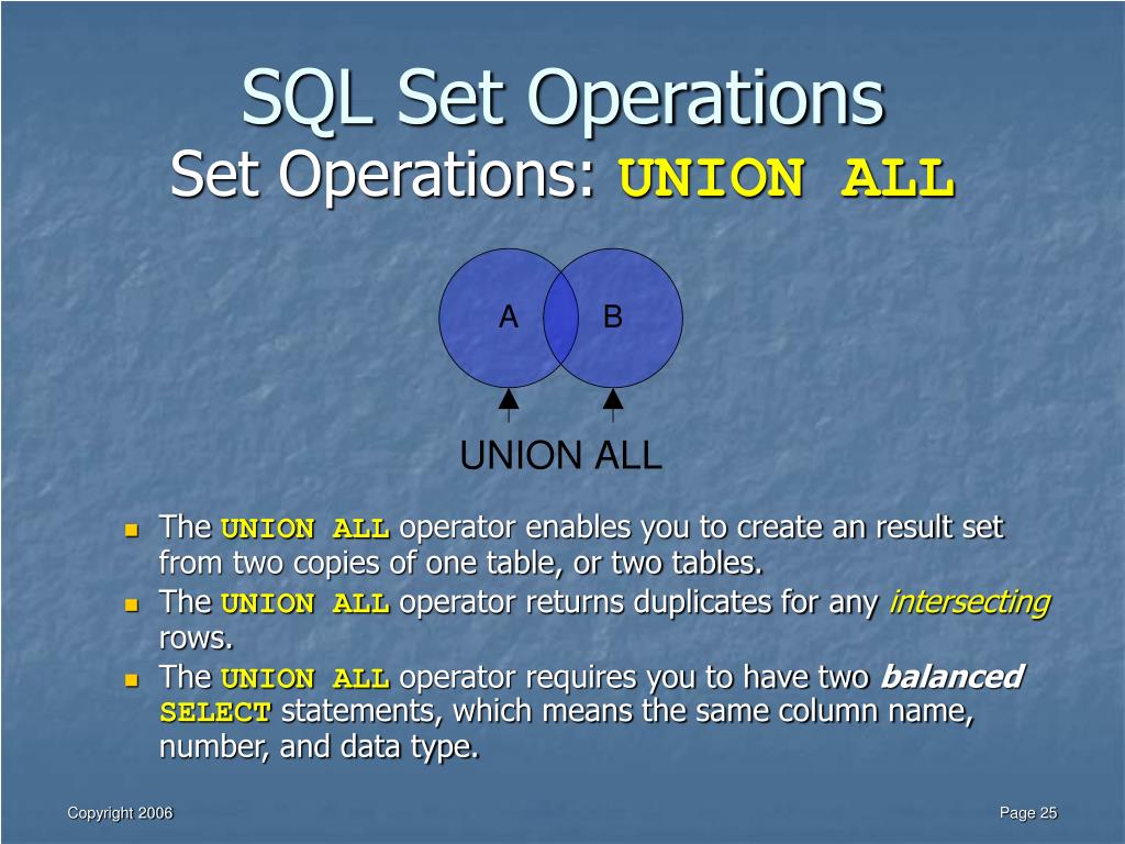 PPT SQL Set Operators Oracle and ANSI Standard SQL PowerPoint