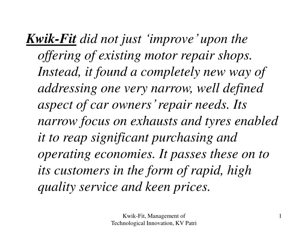 PPT kwikfit PowerPoint Presentation, free download ID5539088