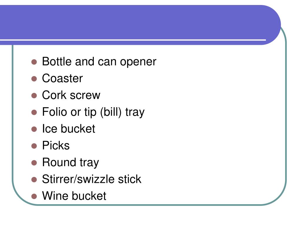 PPT Chapter 3 BAR PARTS AND EQUIPMENT LAYOUT PowerPoint Presentation