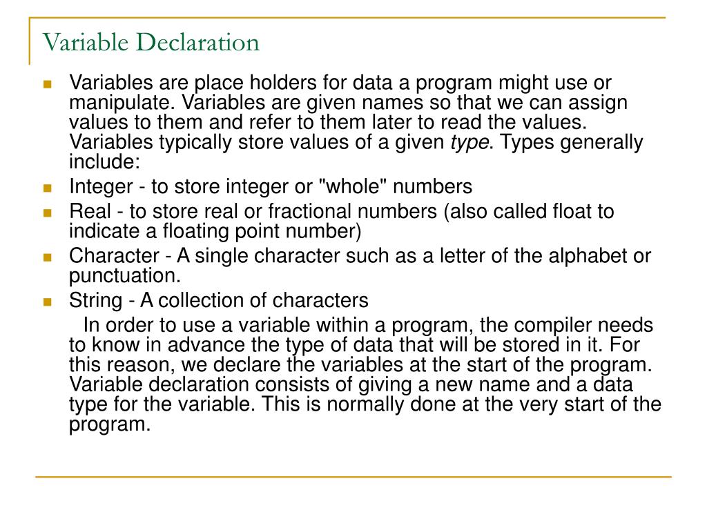 PPT Variable Declaration PowerPoint Presentation, free download ID