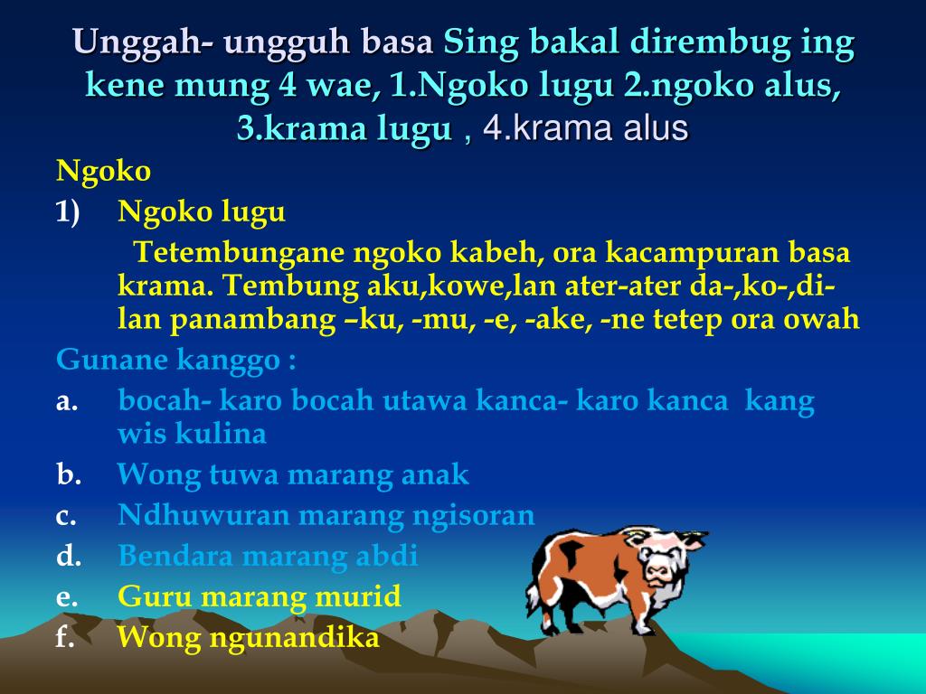 PPT UNGGAH UNGGUH BASA PowerPoint Presentation, free download ID