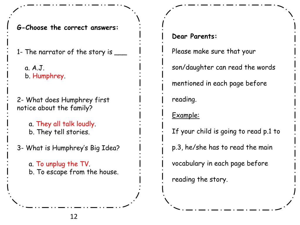 PPT The World According to Humphrey Name