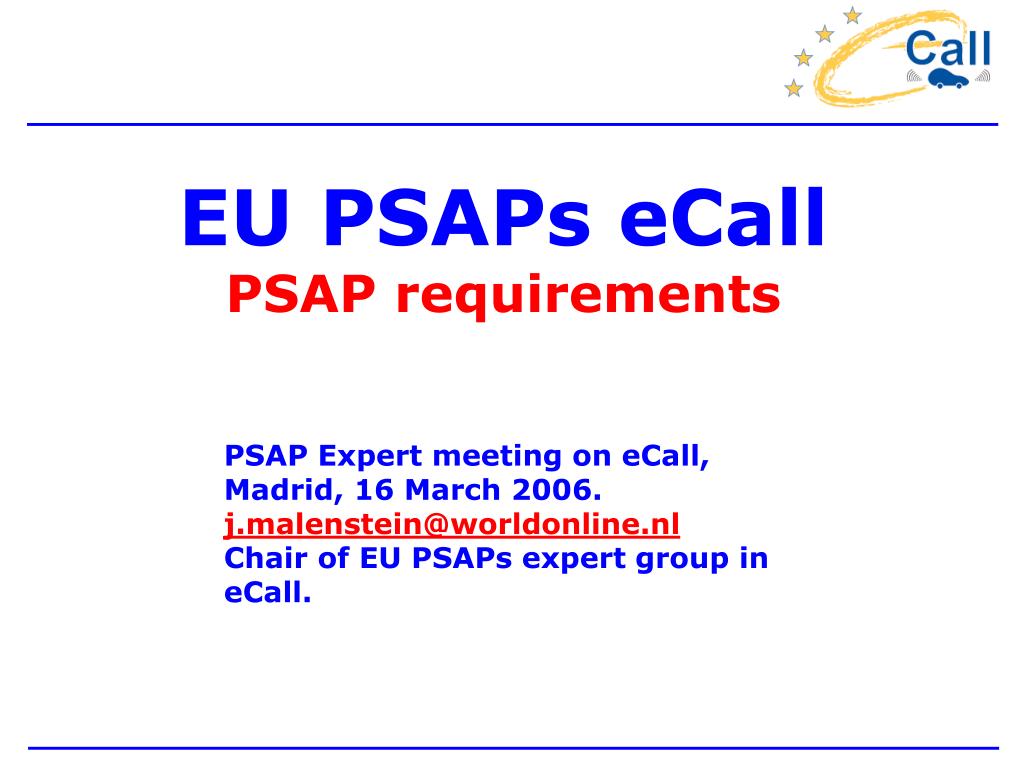 PPT EU PSAPs eCall PSAP requirements PowerPoint Presentation, free