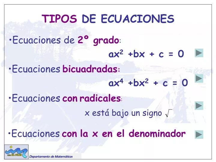PPT TIPOS DE ECUACIONES PowerPoint Presentation, free