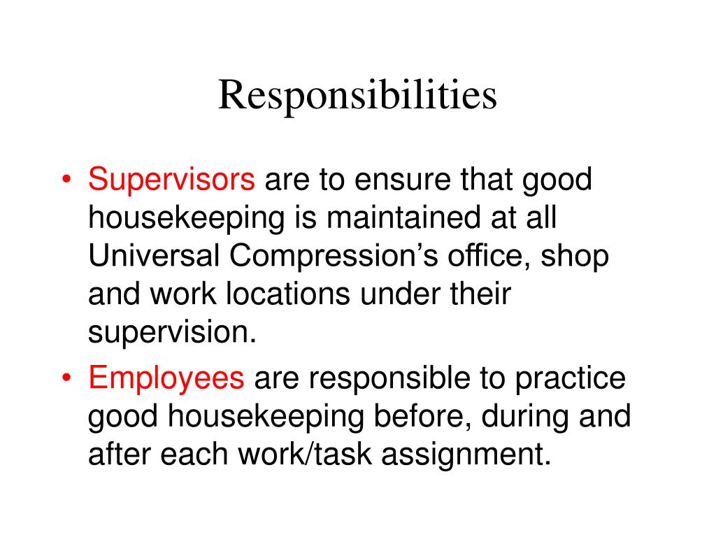 Housekeeping Responsibilities Define at Raphael McGee blog
