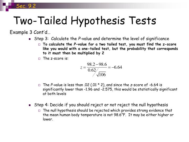 PPT Section 9.2 Hypothesis Tests for Population Means PowerPoint