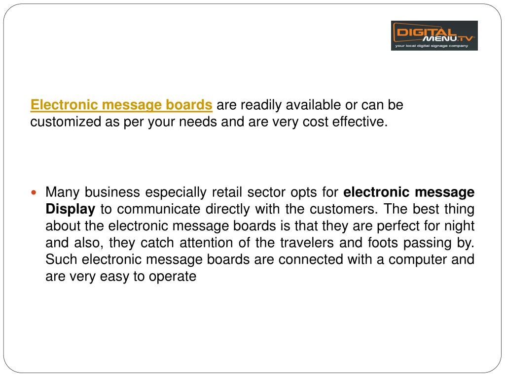 PPT Attract customers through Electronic Message Boards PowerPoint