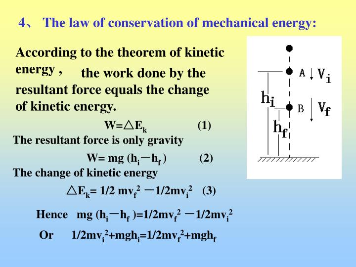 PPT The law of conservation of mechanical energy PowerPoint