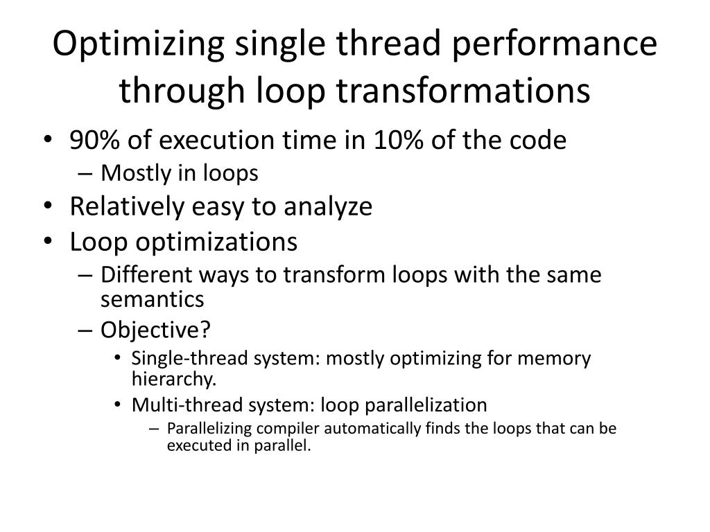 PPT Optimizing single thread performance PowerPoint Presentation, free download ID5574651