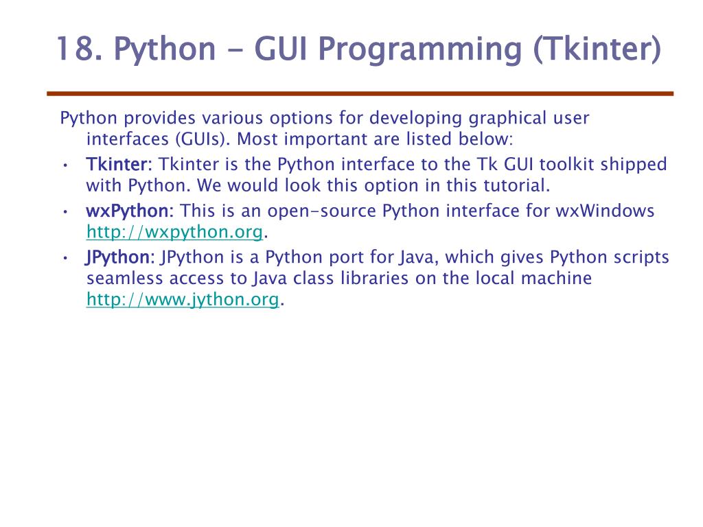 PPT 18. Python GUI Programming (Tkinter) PowerPoint Presentation