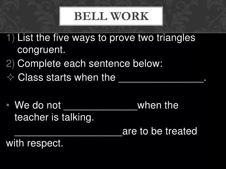 PPT Bell Work PowerPoint Presentation, free download ID5579310