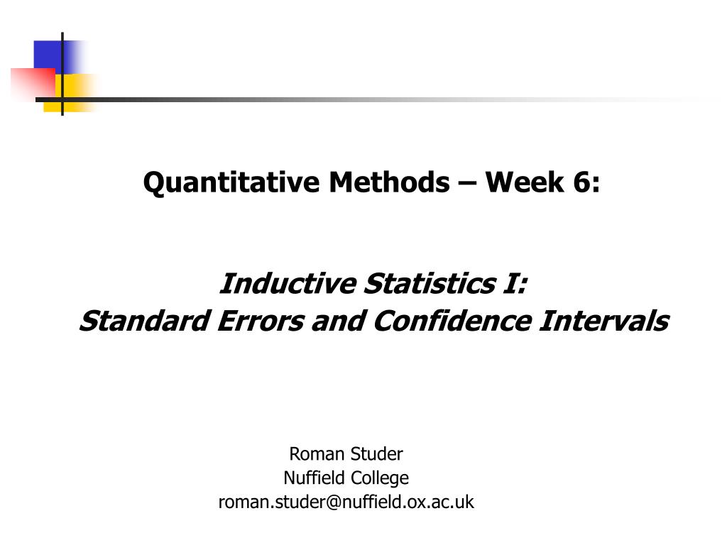 PPT Quantitative Methods Week 6 Inductive Statistics I Standard