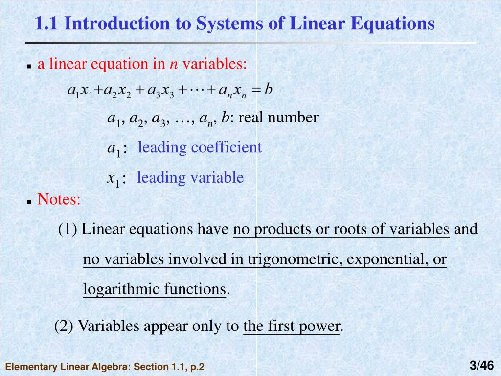 PPT Chapter 1 Systems of Linear Equations PowerPoint Presentation