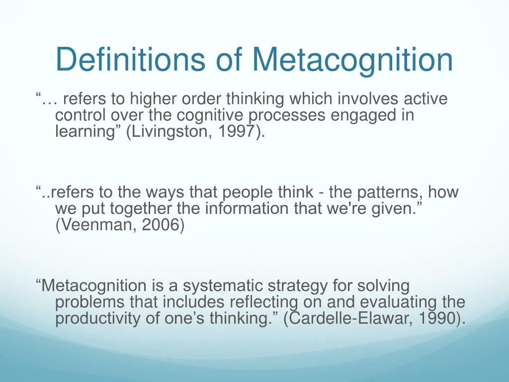 PPT Metacognition Seana DeCrosta Jennifer McCallum EDUS 515 Dr. P
