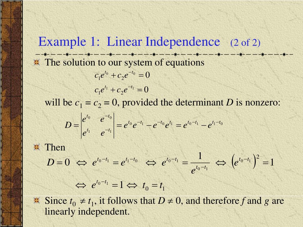 PPT Ch 3.3 Linear Independence and the Wronskian PowerPoint