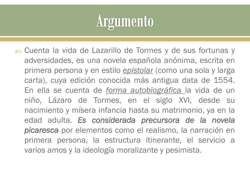 PPT Análisis literario de “EL LAZARILLO DE TORMES