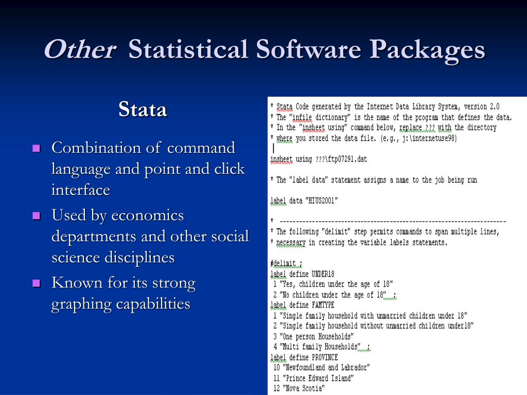 PPT Statistical Software Packages PowerPoint Presentation, free