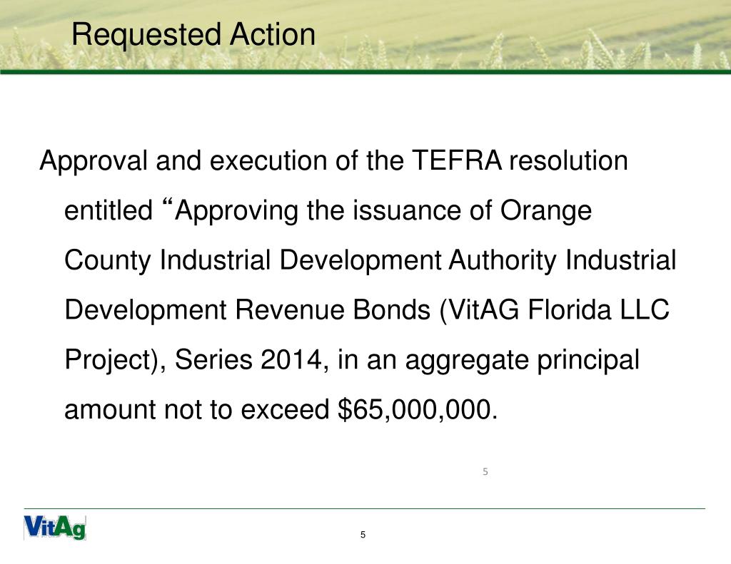 PPT 2014 VitAg Taxexempt Bond Authorization Request PowerPoint