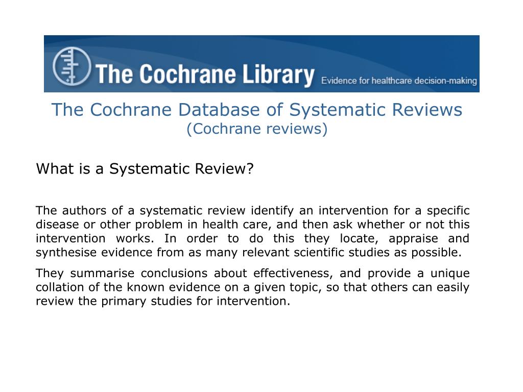 PPT What Is The Cochrane Library? PowerPoint Presentation, free