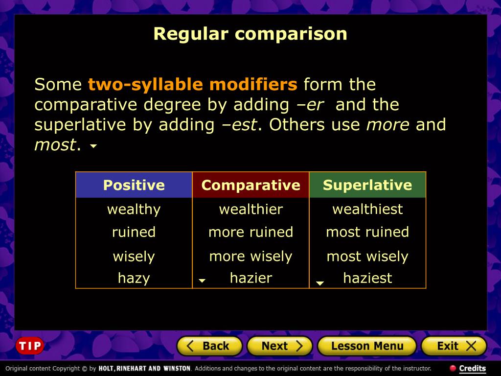 PPT Comparison of modifiers PowerPoint Presentation, free download