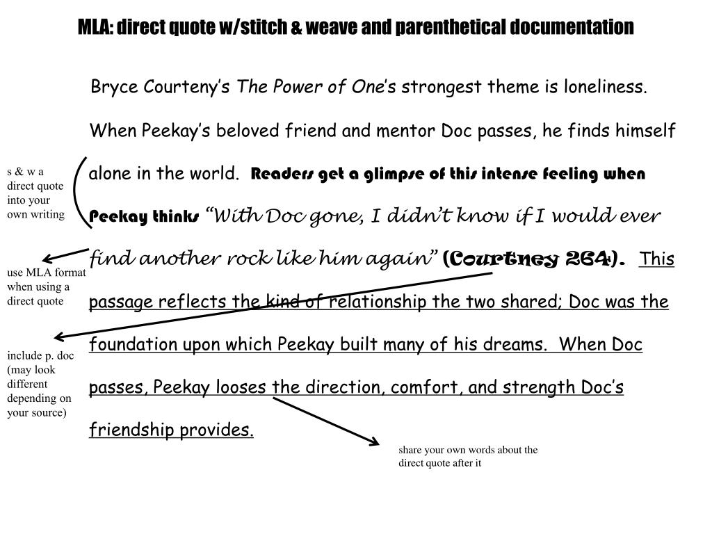 PPT I can blend a direct quote into my writing by using the “stitch