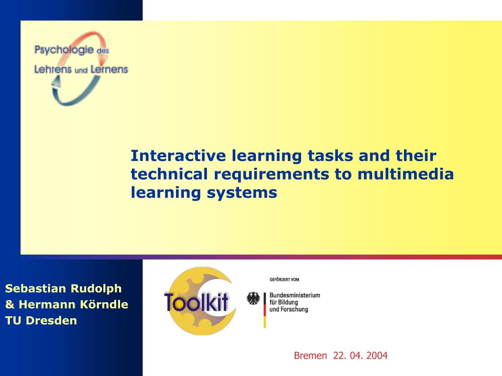 PPT Interactive learning tasks and their technical requirements to