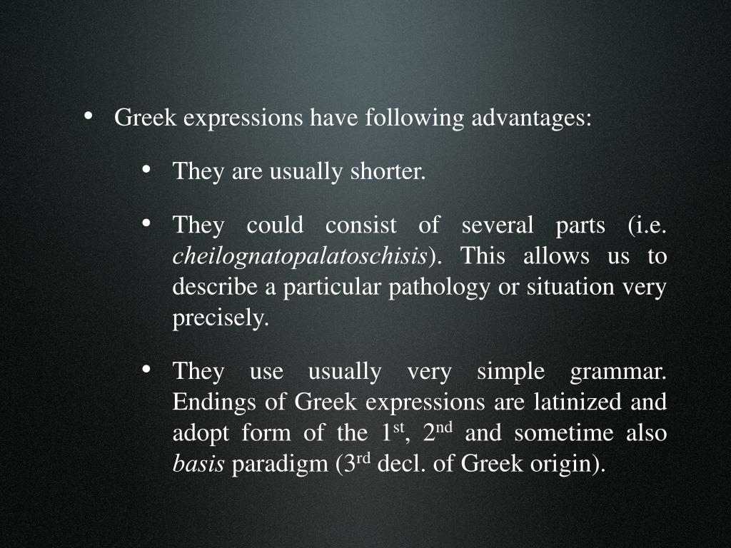 PPT GREEKLATIN CLINICAL TERMS PowerPoint Presentation, free download ID5639890