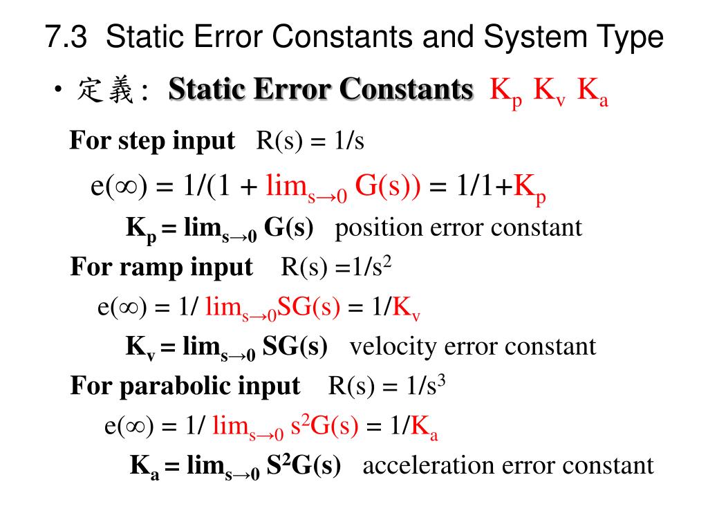 PPT Chapter 7 SteadyState Errors PowerPoint Presentation, free