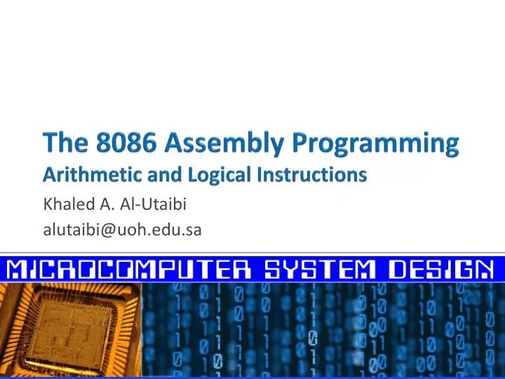 PPT The 8086 Assembly Programming Arithmetic and Logical Instructions