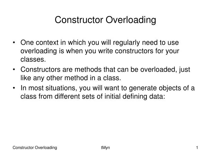 PPT Constructor Overloading PowerPoint Presentation, free download ID5646391