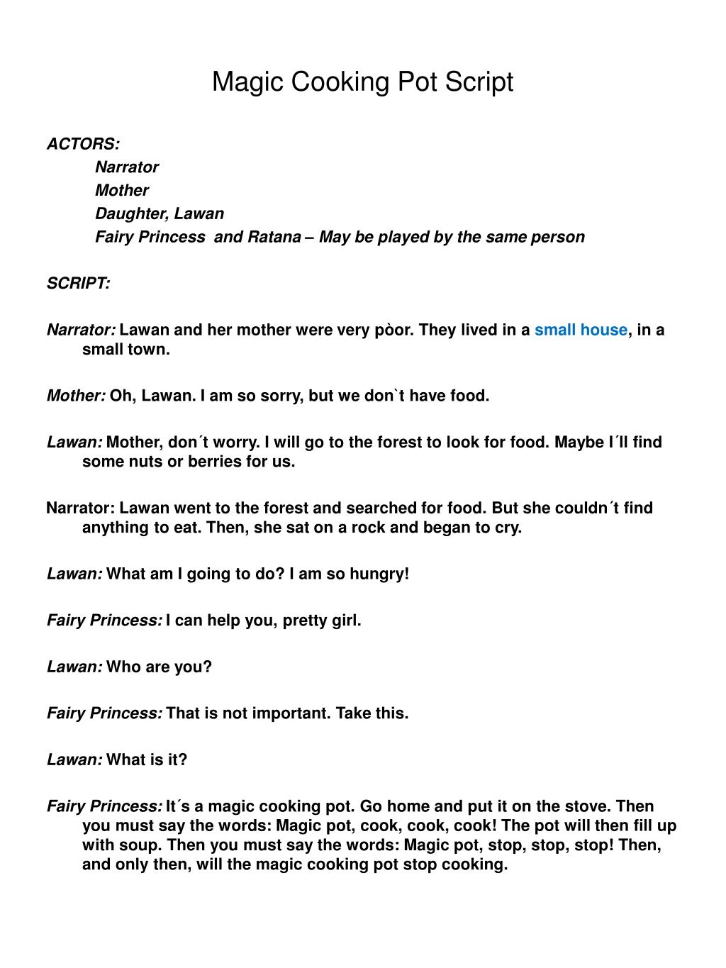 PPT The Magic Cooking Pot A Script for Four Actors PowerPoint