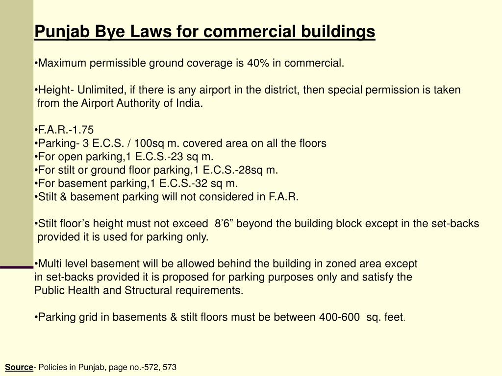PPT Punjab Bye Laws for Commercial Buildings PowerPoint Presentation