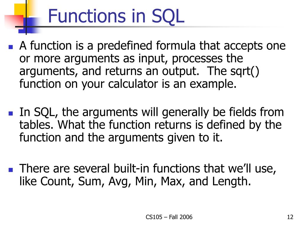 PPT CS105 Lab 4 SQL Filters, Wildcards, Functions PowerPoint