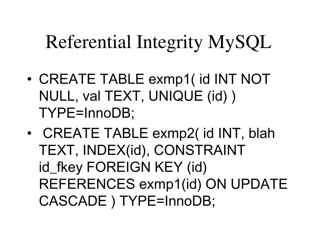 PPT Referential Integrity MySQL PowerPoint Presentation, free