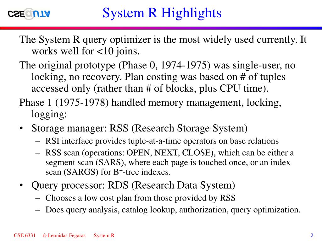 PPT System R Optimizer PowerPoint Presentation ID5667811