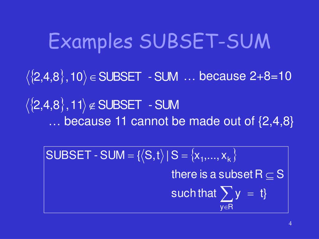 PPT SUBSETSUM PowerPoint Presentation, free download ID5667897