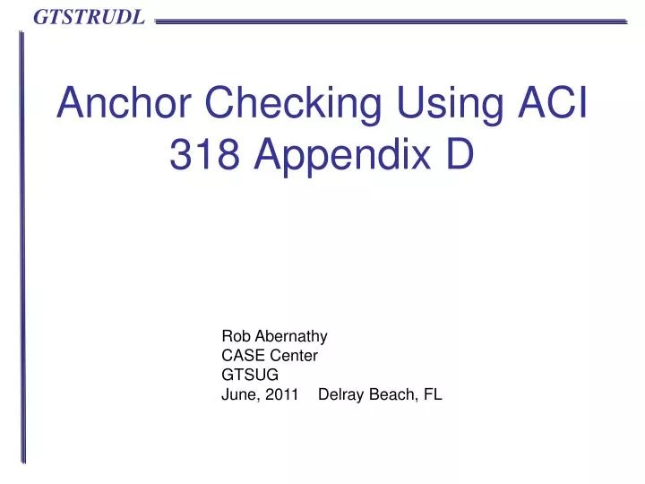 PPT Anchor Checking Using ACI 318 Appendix D PowerPoint Presentation