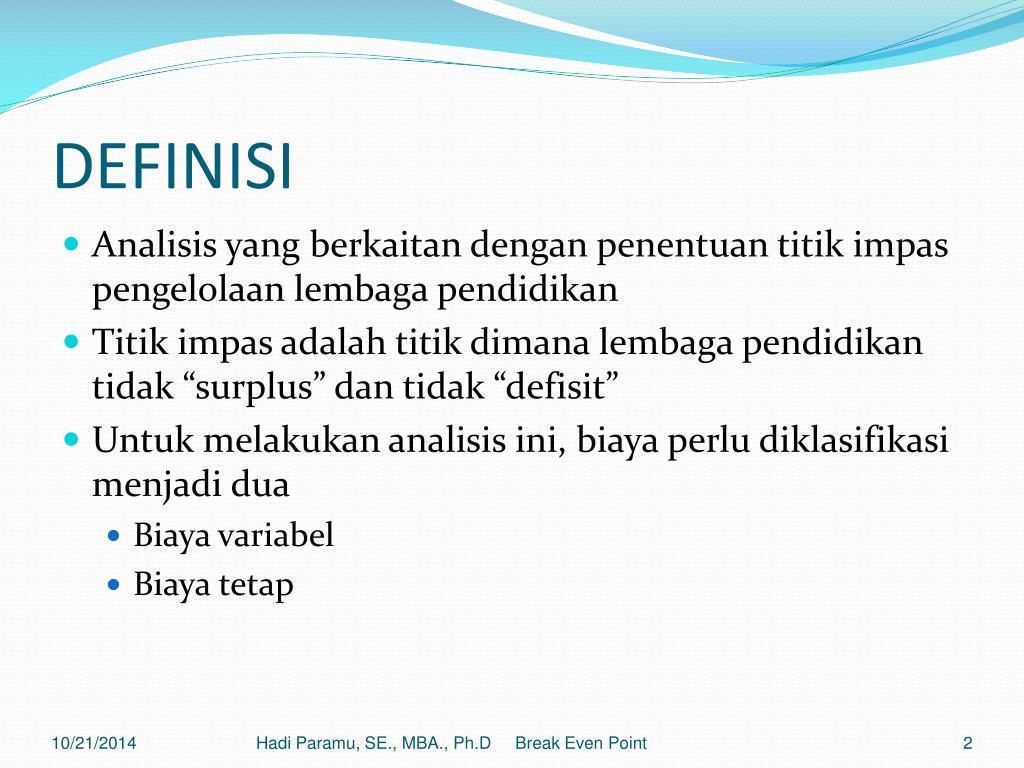 PPT ANALISIS TITIK IMPAS (BREAK EVEN POINT ANALYSIS) PowerPoint