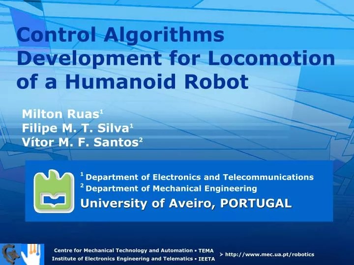 PPT Control Algorithms Development for of a Humanoid Robot