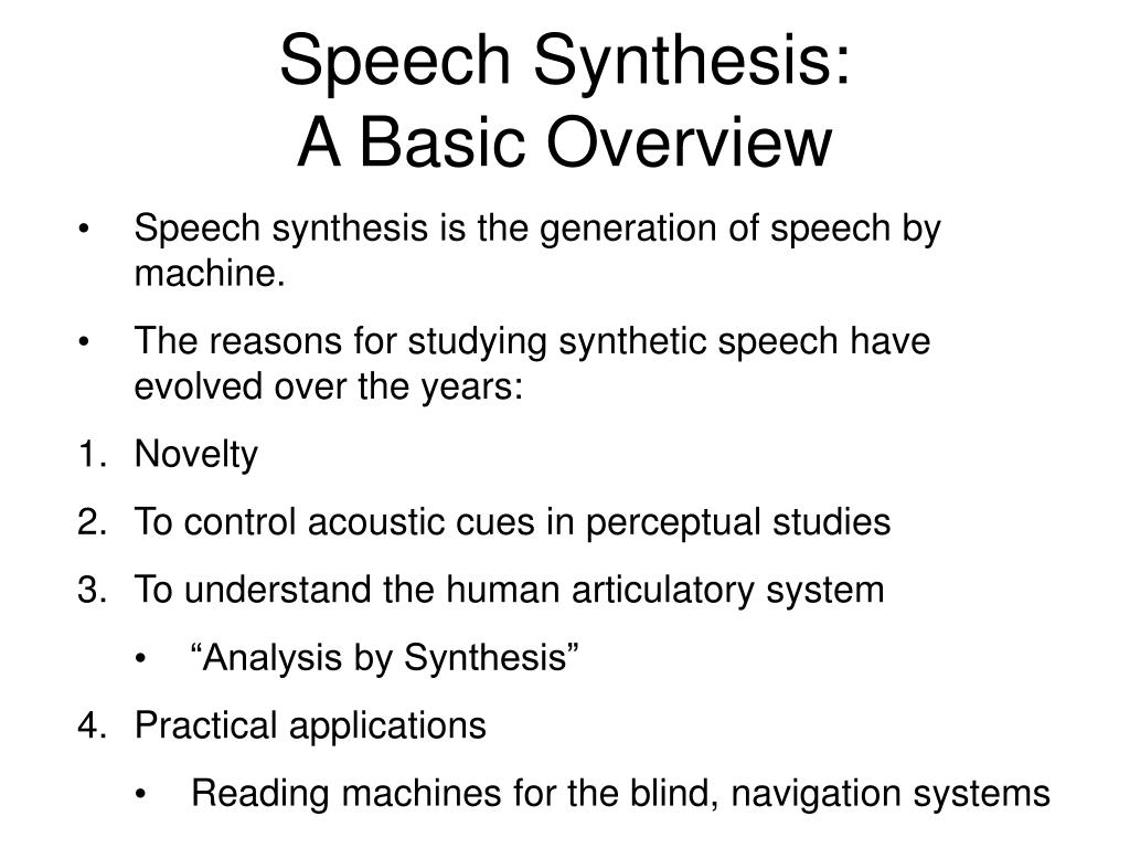 PPT Speech Synthesis PowerPoint Presentation, free download ID5694178